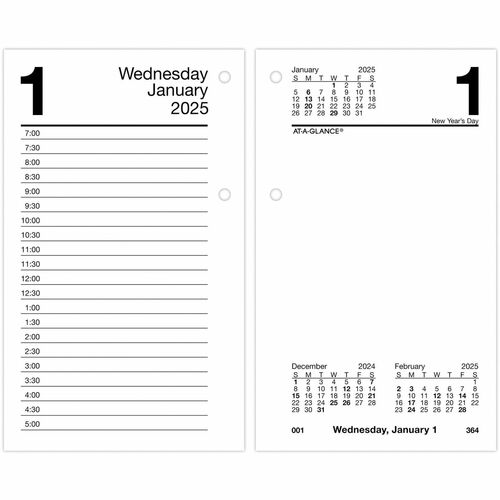AT-A-GLANCE  Daily Refill For 17-Style,Jan-Dec,2PPD, 3-1/2"x6", White