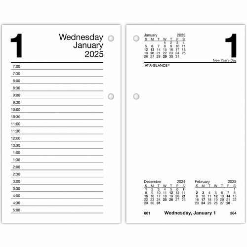 AT-A-GLANCE  Desk Calendar Refill,F/17-Style Bases,Jan-Dec,3-1/2"x6",WE