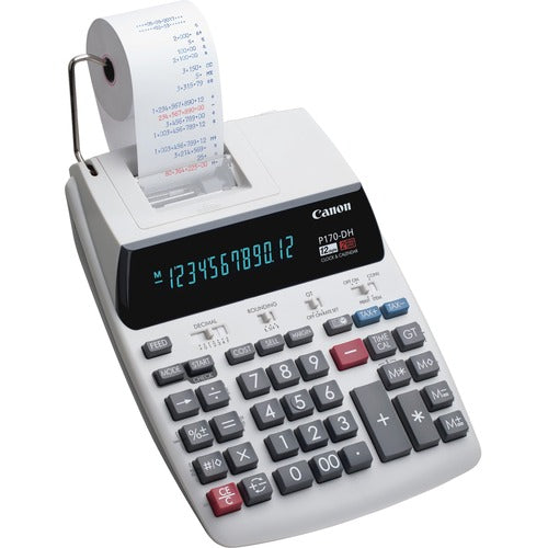 Canon  Printing Calculator, 12-Digit, 9-3/5"Wx15-1/5"Lx3"H, White