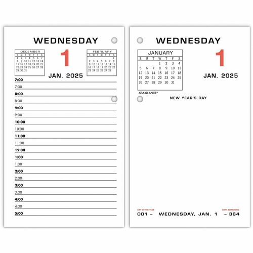 AT-A-GLANCE  Calendar Refill,F/17 Base,Mthly Tabs,3-1/2"x6",BK/RD Inks