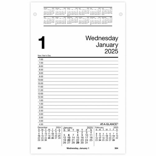 AT-A-GLANCE  Daily Desk Calendar Refill, F/ E58 Base, Jan-Dec, 5"x8"