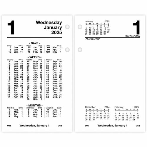 AT-A-GLANCE  Financial Desk Refill, F/ 17-Style Bases, Jan-Dec,3-1/2"x6"