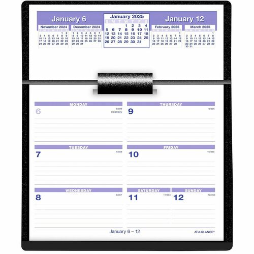 AT-A-GLANCE  Desk Calendar, w/ Base, 12 Mths Jan-Dec, 5-5/8"x7", Black