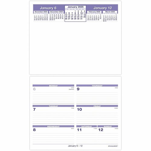 AT-A-GLANCE  Weekly Calendar Refill, 12 Mths Jan-Dec, 5-5/8"x7"