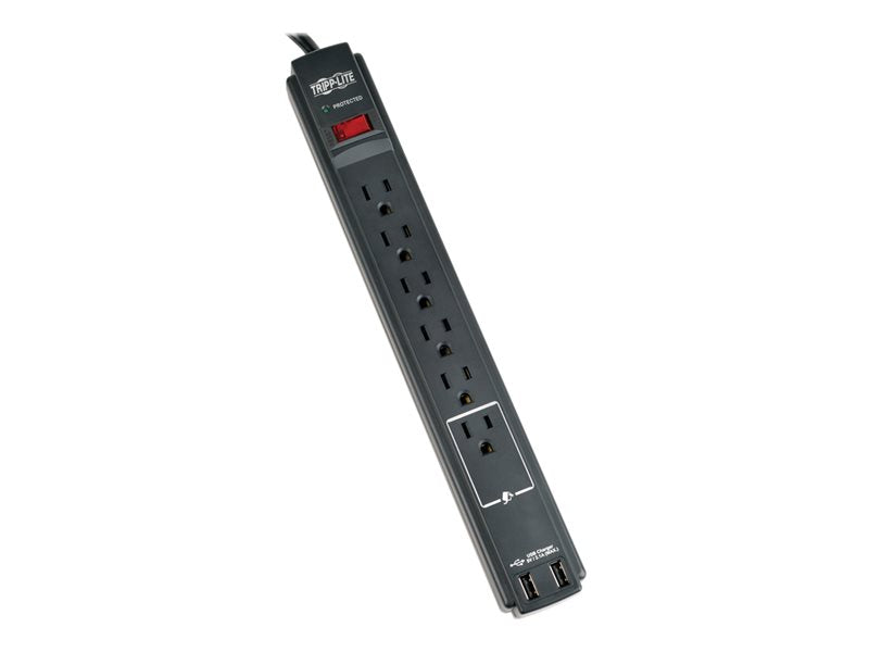 TRIPPLITE 6-OUT 6' CORD 2 USB STRIP SURGE-BLACK