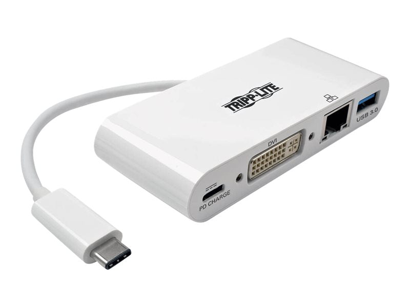 TRIPPLITE USB-C TO DVI, USB, GBE, PD CHARGE-WHT