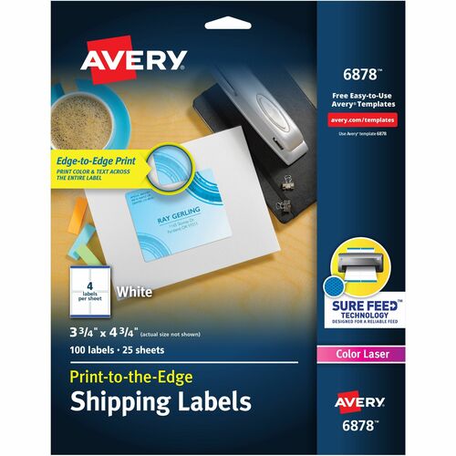 Avery  Laser Labels,Matte,Mailing,3-3/4"x4-3/4",100/PK,WE