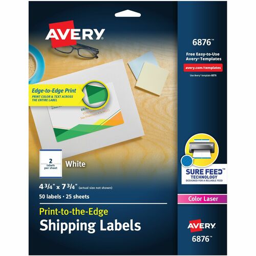 Avery  Laser Labels,Matte,Half Sheet,4-3/4"x7-3/4",50/PK,WE