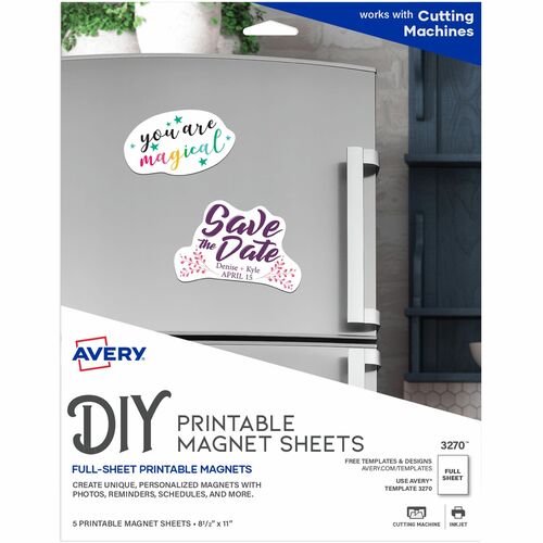Avery  Magnet Sheets, Printable, Inkjet, 8-1/2"x11", 5/PK, Matte WE