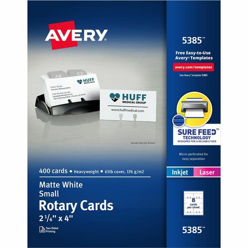 Avery  Laser/Inkjet Rotary Cards,2-sided,2-1/6"x4", 8/Sht,400/BX,WE