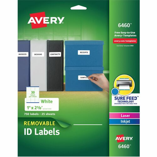 Avery  Laser/Inkjet Labels,Removable,1"x2-5/8", 750/PK,WE
