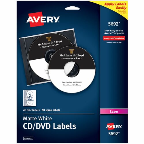Avery  CD Labels, Laser, 40/PK, White