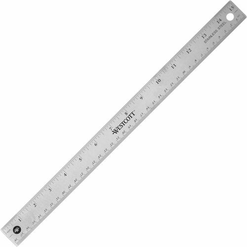 Acme United Corporation  Ruler, 15"L, Stainless Steel, Nonslip Cork Back, Silver
