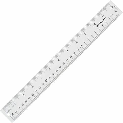 Acme United Corporation  Plastic Ruler, Acrylic, 12" Long, Clear