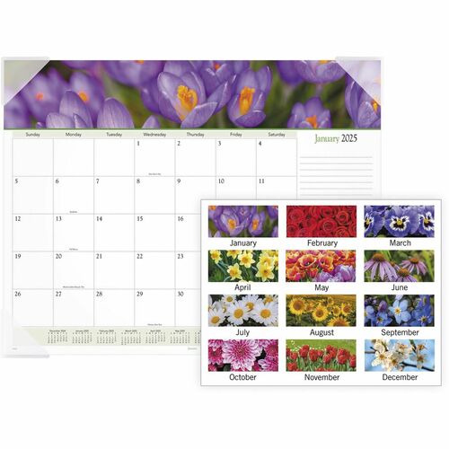 AT-A-GLANCE  Desk Calendar Pad, Block, 12 Mth Jan-Dec, 22"x17", Floral