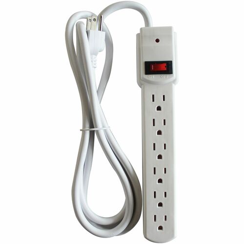 Compucessory  Strip Surge Protector,1080 Joules, 6 Outlets, 6' Cord, Putty
