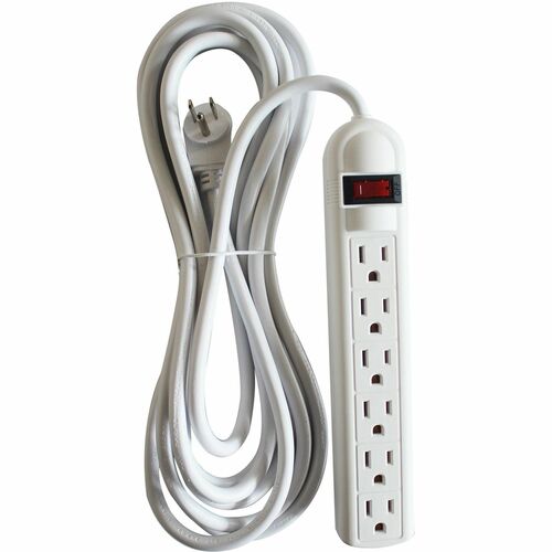 Compucessory  Power Strip,6 Outlet,Built-in Circuit Breaker,15' Cord,Gray