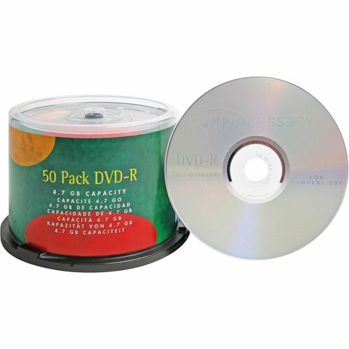 Compucessory  DVD-R, 4.7GB, 16X, Branded, 50/PK