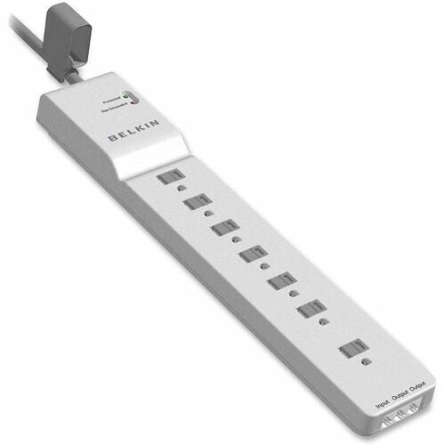 Belkin  Surge Protector, 7 Outlets, 12' Cord, White/Gray
