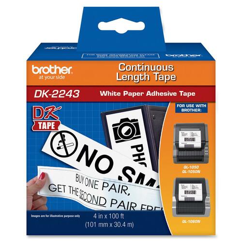 Brother  Continuous Paper Labels, for QL-1050, 100'x4", 1RL/BX, White