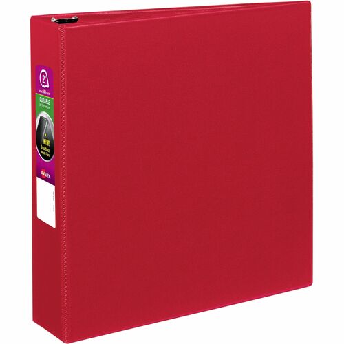 Avery  Binder w/Label Holder, Slant Ring, 2" Cap, 8-1/2"x11", Red