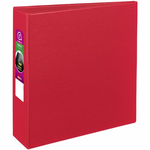 Avery  Binder w/Label Holder, Slant Ring, 3" Cap, 8-1/2"x11", Red
