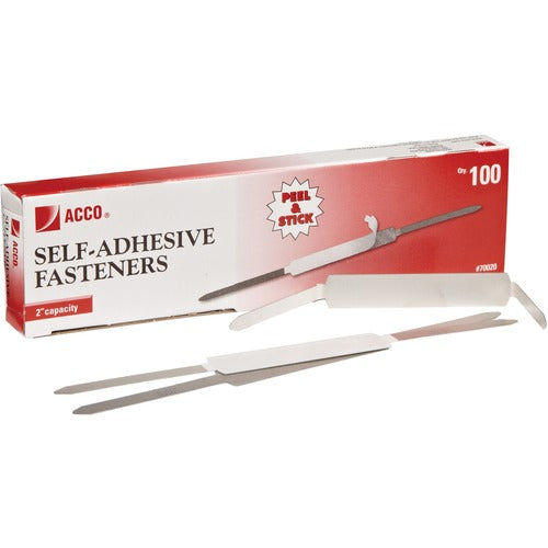 ACCO  Self-Adhesive Fastener,2-3/4" C-C Prongs,2" Cap,100/BX, SR