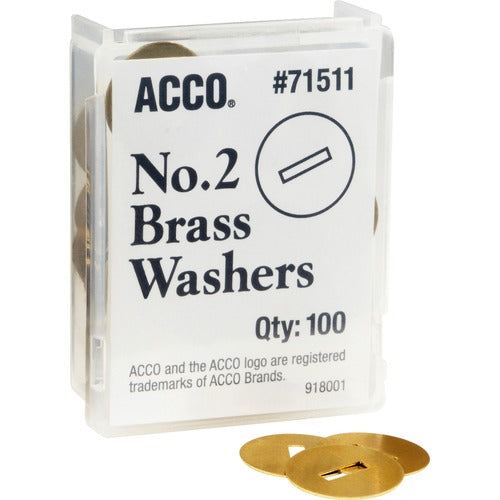 ACCO  Washer,Size 2,F/Fastener Sizes 5-9,15/32" Dia.,100/BX,Brass