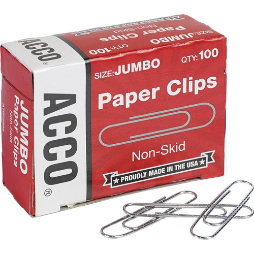 ACCO  Paper Clips, 2" Size, Jumbo, .041 Gauge, 1000/PK, SR