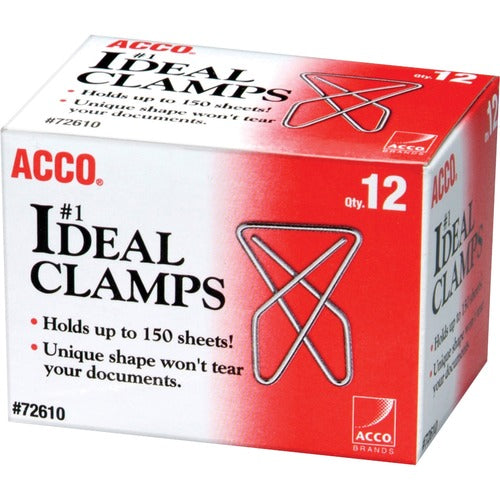 ACCO  Ideal Butterfly Clamps,Large,.072 Wire Gauge,12/Box,Silver