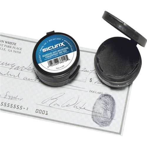 Baumgartens  Finger Print Pad,Adhesive Back,1-1/2"x1-1/2"x1/2",BK/BK Ink