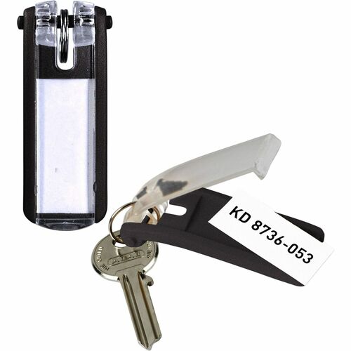 Durable Office Products  Key Tags, w/Blank Label Inserts,6/PK, Black
