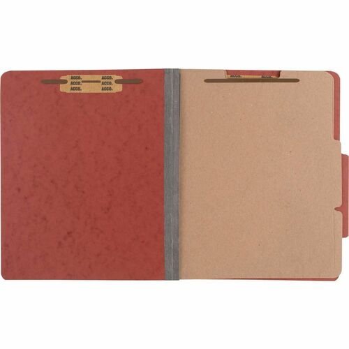 ACCO  Classification Folders,3" Exp,2 Div,Ltr,10/BX,Earth Red