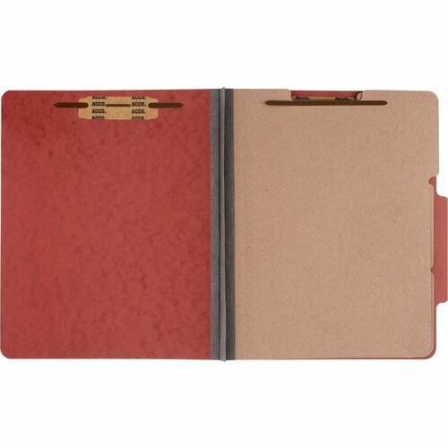 ACCO  Classification Folders,4" Exp,3 Div,Ltr,10/BX,Earth Red