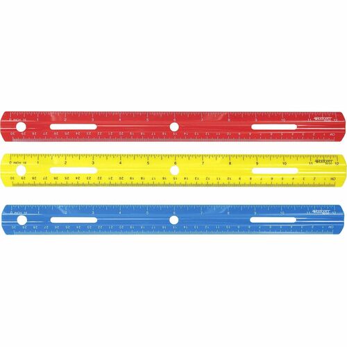 Acme United Corporation  Plastic Ruler, Grooved Plastic, 12"Long, Assorted