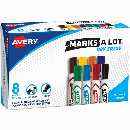 Avery  Dry-Erase Markers Set, Chisel Tip, 8/BX, AST