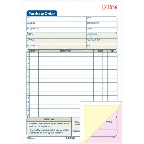 Adams  Purchase Order Form, 3-Part, 5-9/16"x8-7/16"