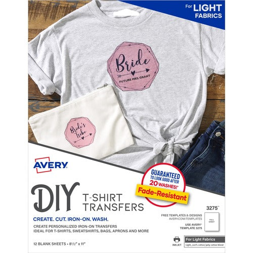 Avery  Iron-On T-Shirt Transfers, 8-1/2"x11", 12/PK, Matte