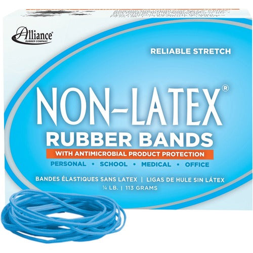 Alliance Rubber Company  Antimicrobial Rubber Bands,1/4lb,3-1/2"x1/16",360/BX,Cy.Blue