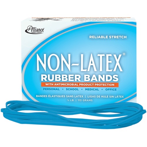 Alliance Rubber Company  Antimicrobial Rubber Bands,1/4lb,7"x1/8",Appr.63/BX,CyanBlue