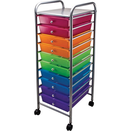 Advantus Corp.  10-Drawer Organizer,w/ Casters, 13"x15-1/2"x37-5/8", Multi