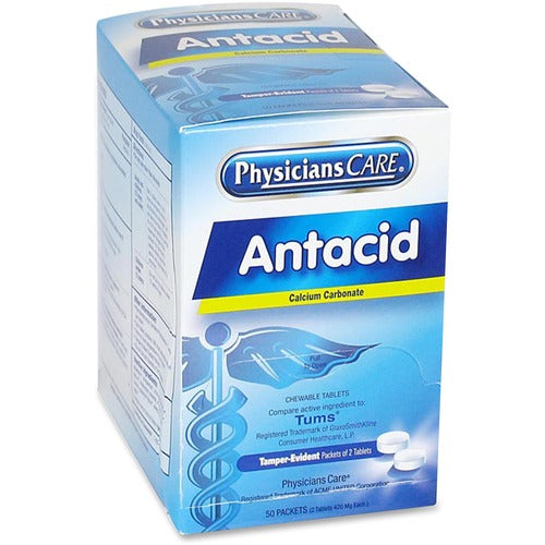 Acme United Corporation  Antacid Medication Tablets, Single Packets, 2/PK, 50/BX