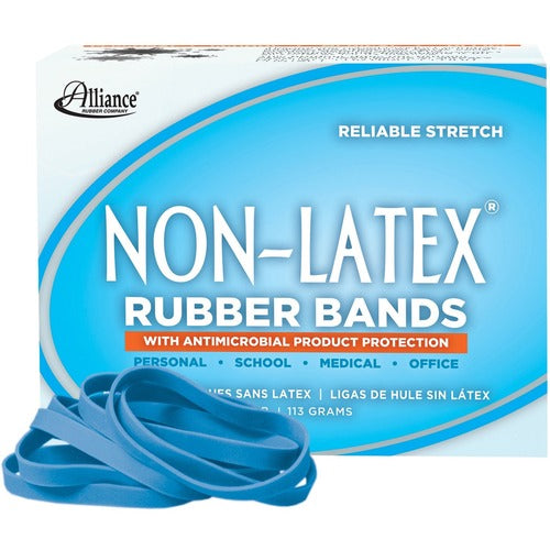 Alliance Rubber Company  Antimicrobial Rubber Bands,1/4lb,3-1/2"x1/4",95/BX,Cyan Blue