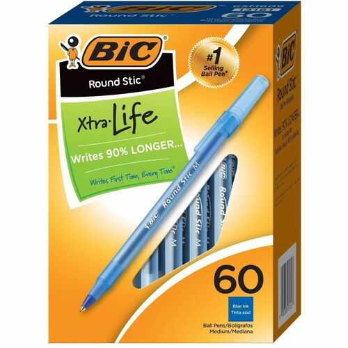 Bic  Ballpoint Pens,Stick,Med Point,Value Pk,60/BX,Frost/BE Ink