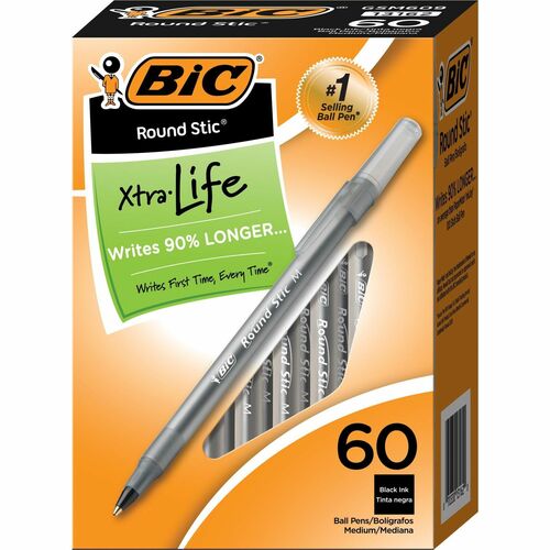 Bic  Ballpoint Pens,Stick,Med Point,Value Pk,60/BX,Frost/BK Ink