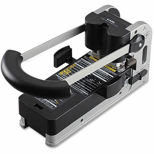 Carl Mfg  2-Hole Punch, Extra Heavy-Duty, Grip, 300 Sht Cap., BK/GY