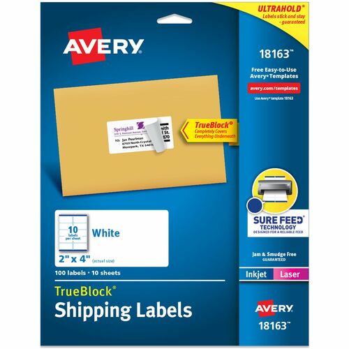 Avery  Shipping Labels,f/ Laser/Inkjet Printers,2"x4",100/PK,WE