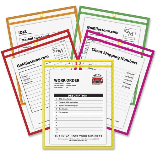 C-Line  Shop Ticket Holder, 9"x12", Metal Eyelet, 10/PK, Assorted