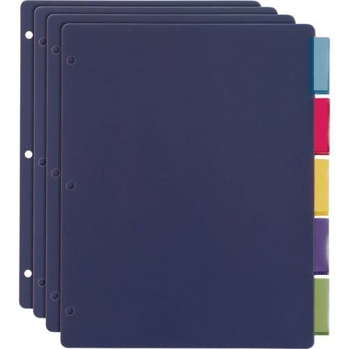 Cardinal  Poly Dividers, 5-Tab, No Pockets, 4ST/PK, AST
