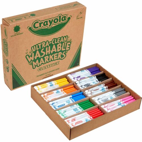 Crayola  Fine Line Markers, Washable, Nontoxic, 200/BX, Assorted